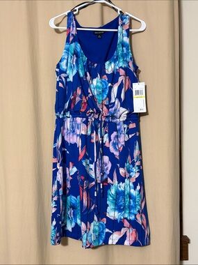 NEW w/ tags - Nina Leonard Blue Floral Midi Dress